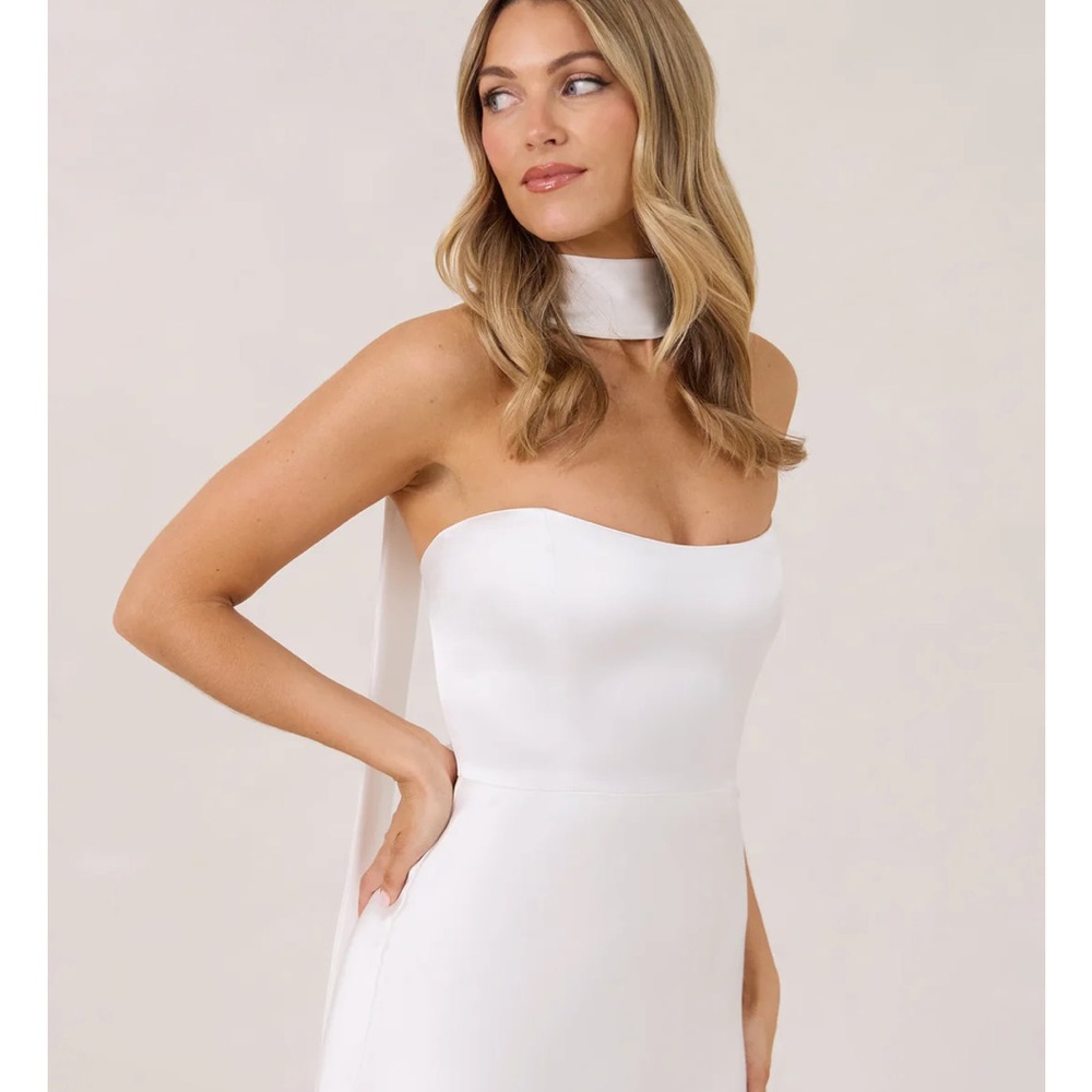 Park & Fifth Whitney White Mini Strapless Dress w/ Matching Lola Scarf, Size XS